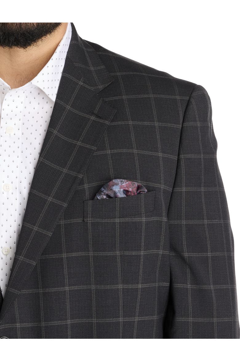 Big & Tall Windowpane Suit Jacket, Alternate, color, BLACK