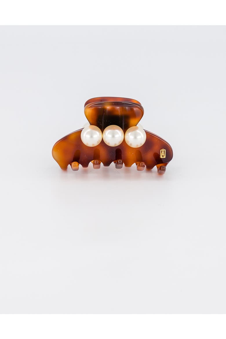 Small Acetate and Pearl Hair Clip, Main, color, Ecaille