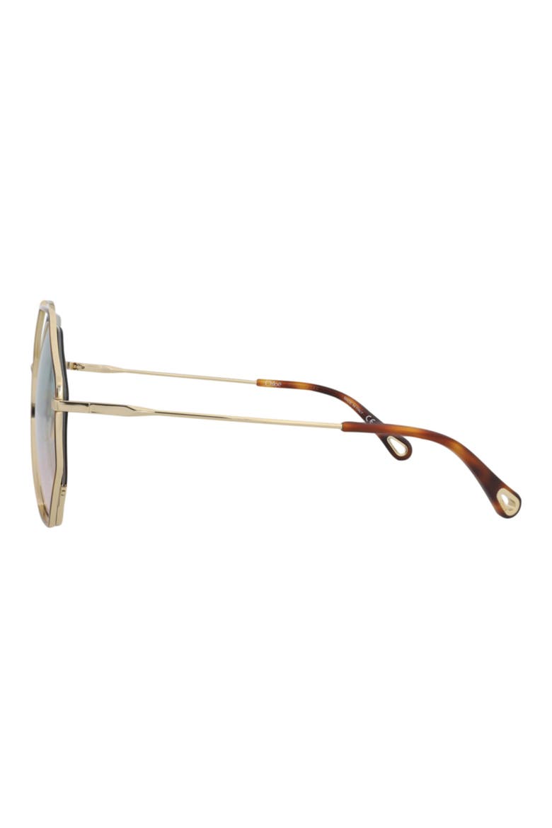 Oversize Geometric Sunglasses, Alternate, color, HAVANA GOLD GREEN