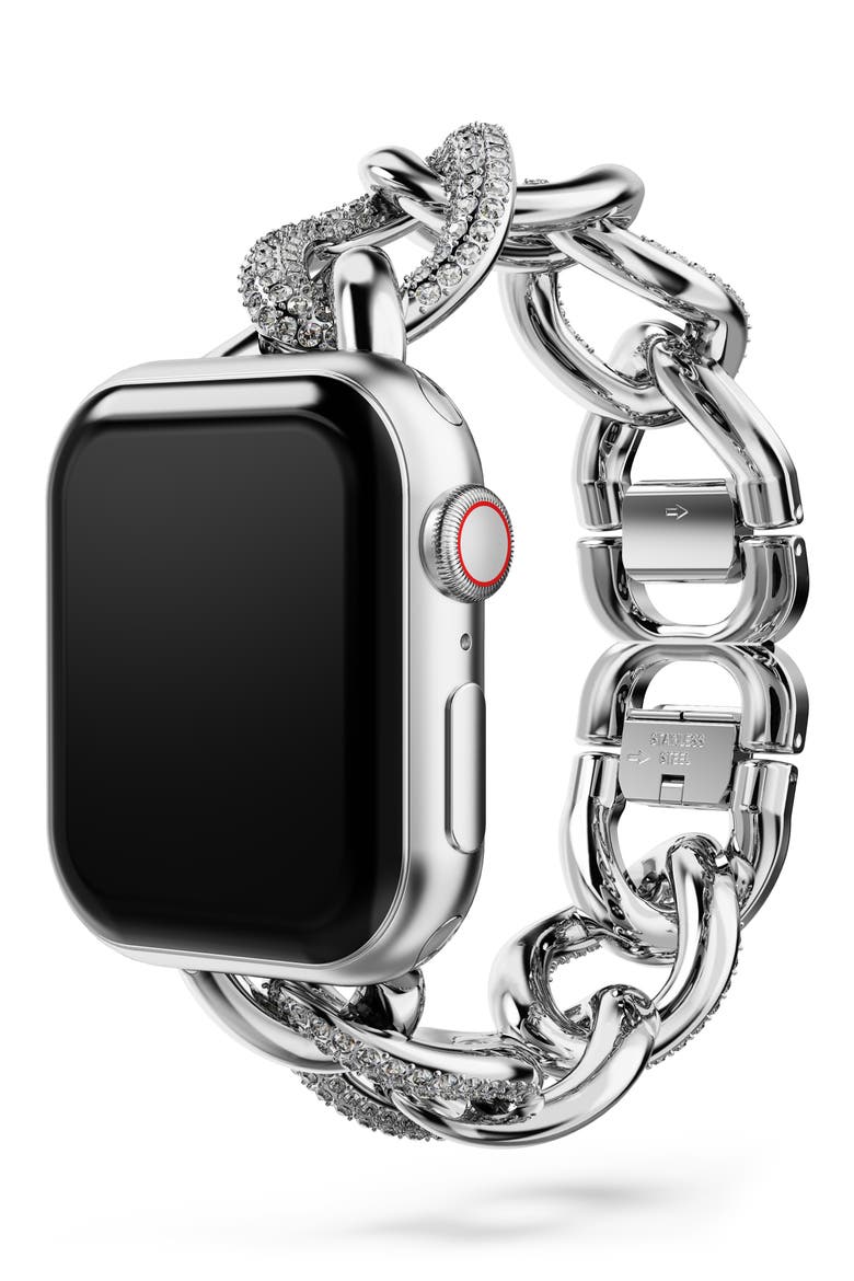 Sparkling Chain 20mm Apple Watch® Bracelet Watchband, Alternate, color, SILVER