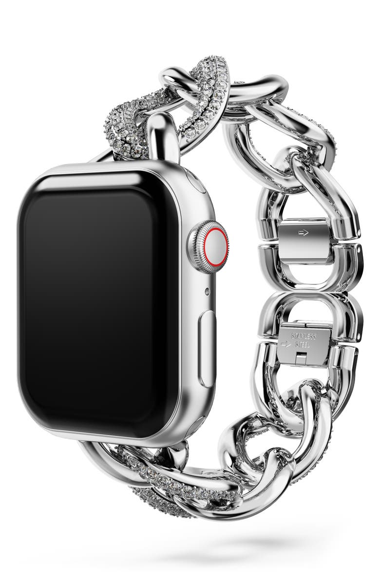 Swarovski Sparkling Chain 20mm Apple Watch<sup>®</sup> Bracelet Watchband, Alternate, color, Silver