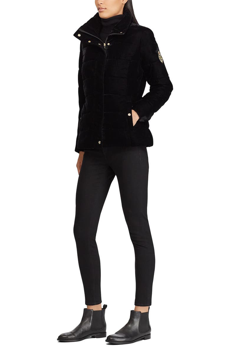 Lauren Ralph Lauren Velvet Puffer Jacket, Alternate, color, 
