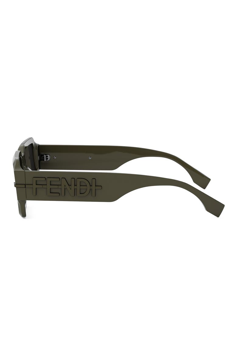 'Fendigraphy 52mm Geometric Sunglasses, Alternate, color, SHINY DARK GREEN / GREEN