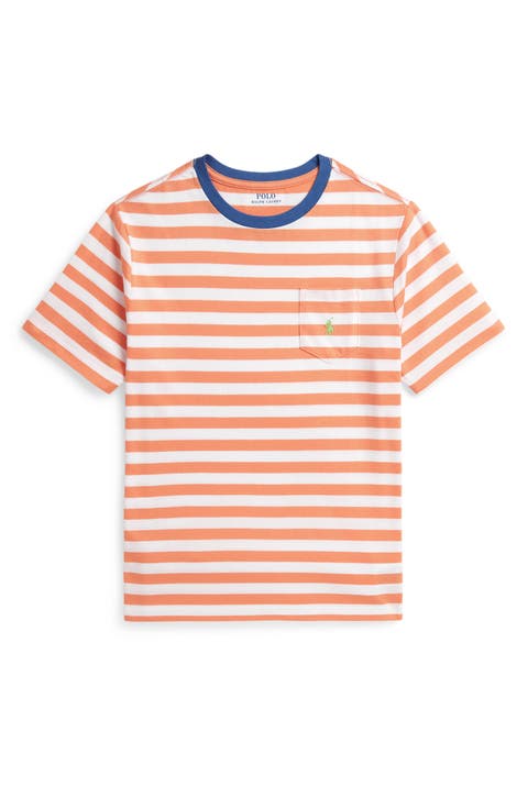 Kids' Stripe Cotton Jersey Pocket T-Shirt (Big Kid)