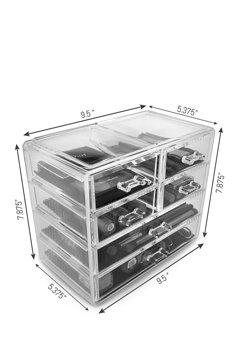 Acrylic 6 Drawer Cosmetics Makeup & Jewelry Storage Case Display, Alternate, color, CLEAR
