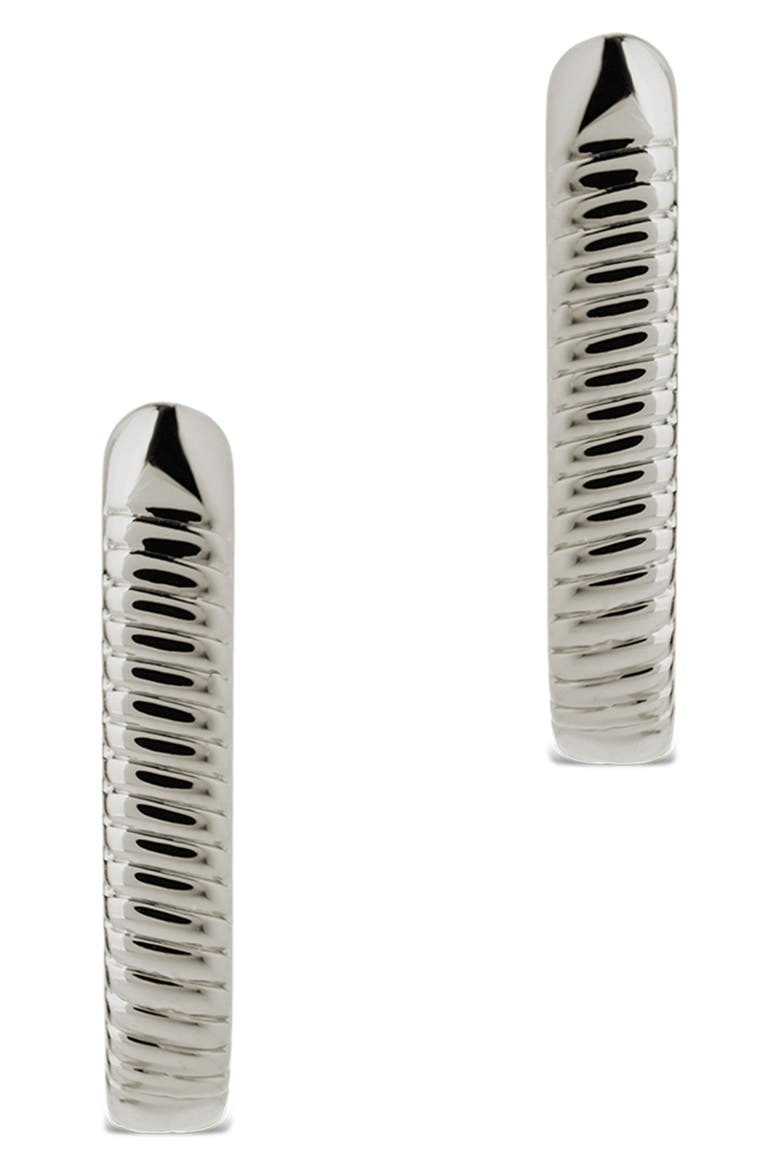 Elia Textured Rectangle Hoop Earrings, Alternate, color, SILVER