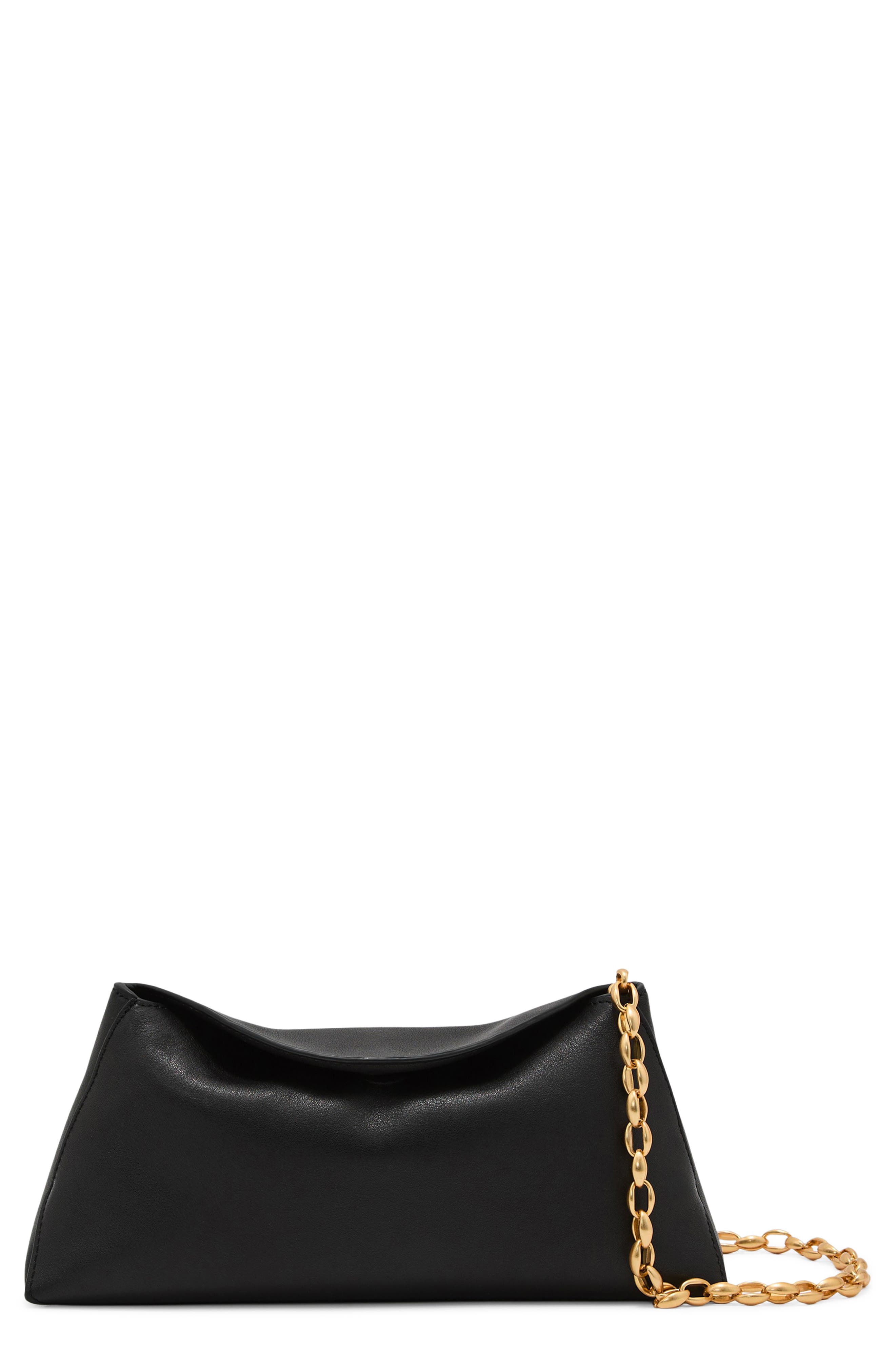 Presley Leather Clutch, Main, color, BLACK