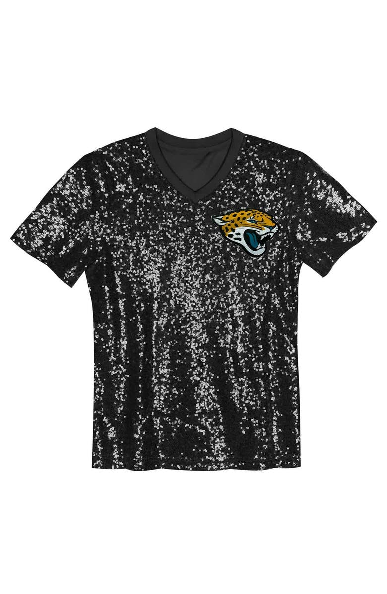 Outerstuff Girls Youth Trevor Lawrence Black Jacksonville Jaguars Sequin V-Neck Fashion Jersey, Alternate, color, Black