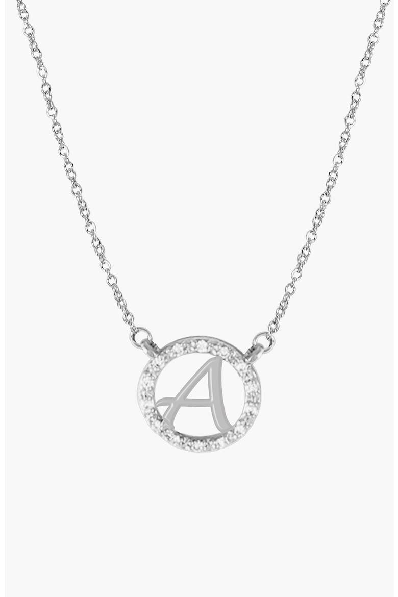 Diamond Pavé Initial Pendant Necklace, Main, color, WHITE GOLD - A