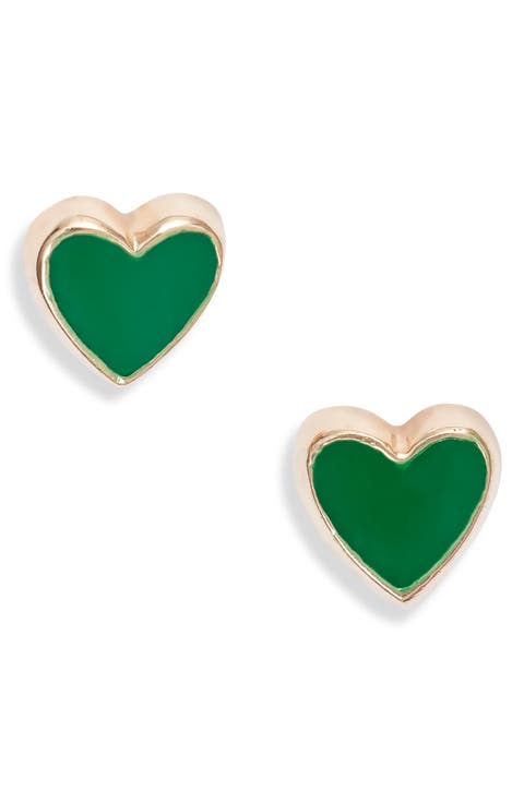 Enamel Heart Stud Earrings