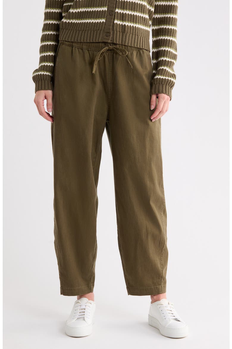 Pull-On Barrel Leg Woven Pants, Main, color, GREEN SPRUCE