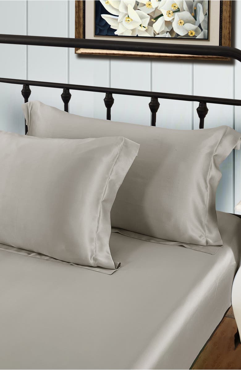 Lilysilk Pure Mulberry Silk Oxford Envelope Luxury Pillowcase, Alternate, color, Grey