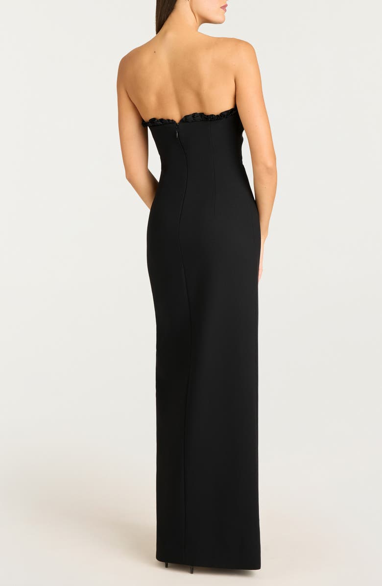 Cinq à Sept Kassia Ruffle Detail Mixed Media Strapless Gown, Alternate, color, Black