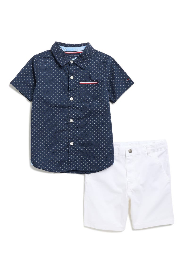 Short Sleeve Button-Up Shirt & Shorts Set, Main, color, BLUE MULTI