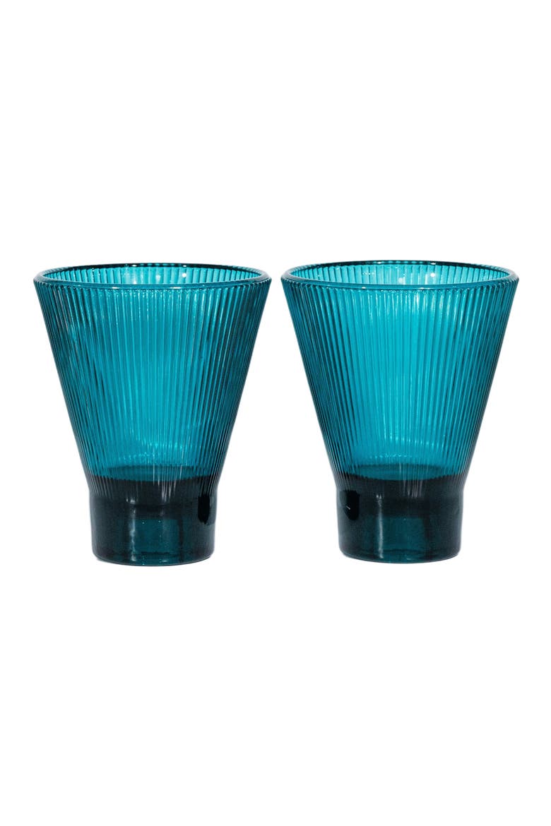 ZAI Glass Tumbler - Set of 4, Alternate, color, Teal - Set of 4