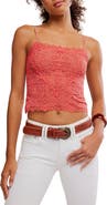 Free People Love and Lace Semi Sheer Crop Camisole