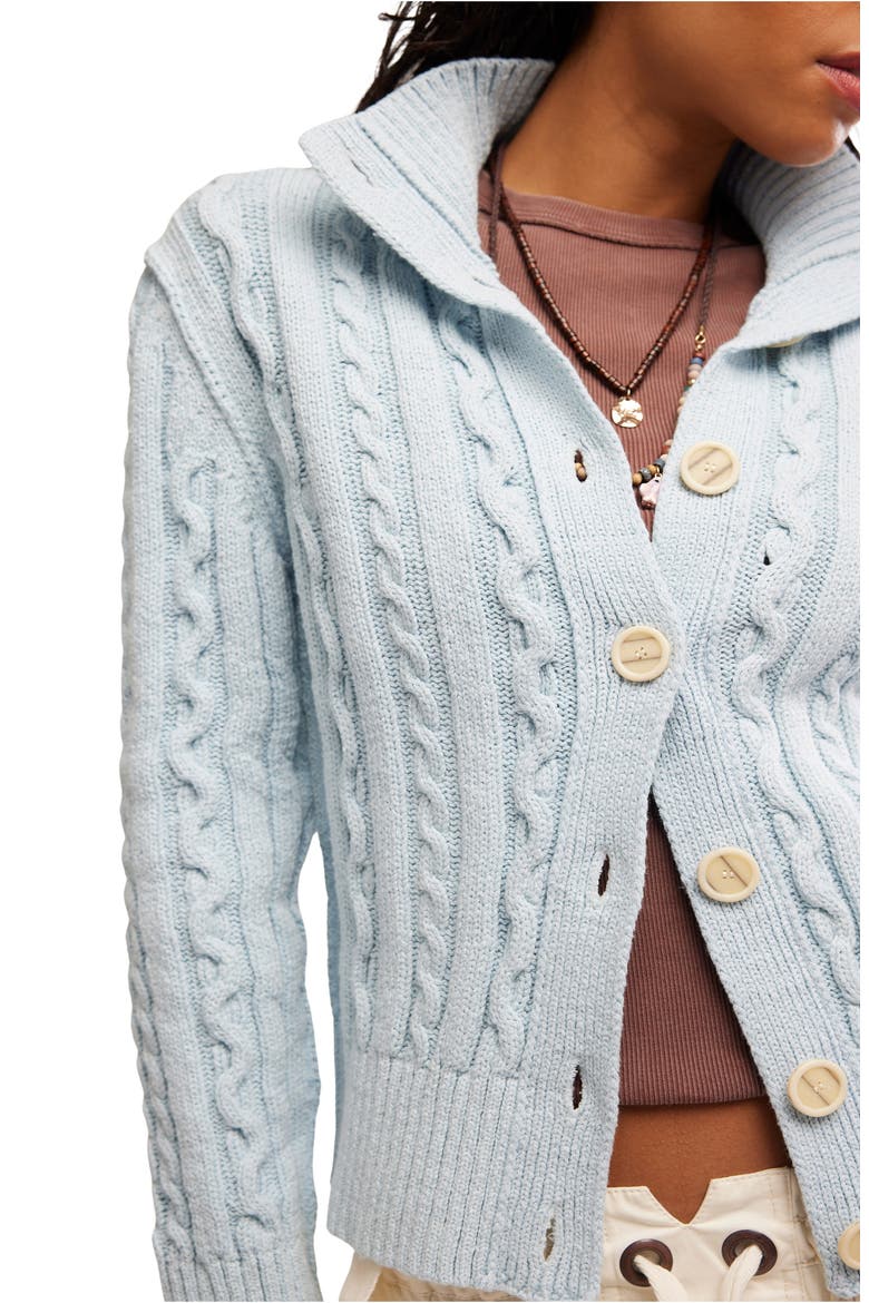 Cable Stitch Cardigan, Alternate, color, PASTEL BLUE