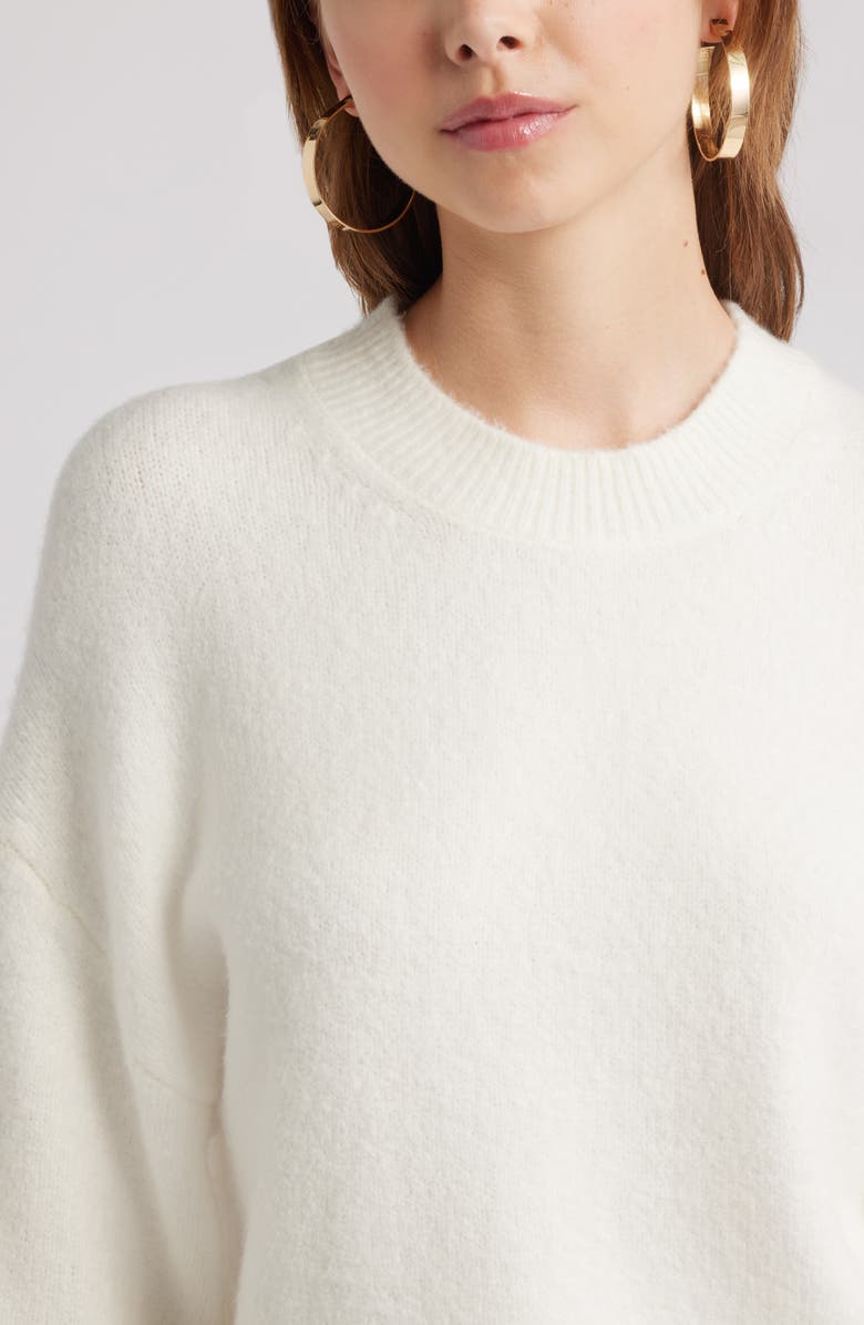 Open Edit Cozy Crewneck Sweater, Alternate, color, White Whisper