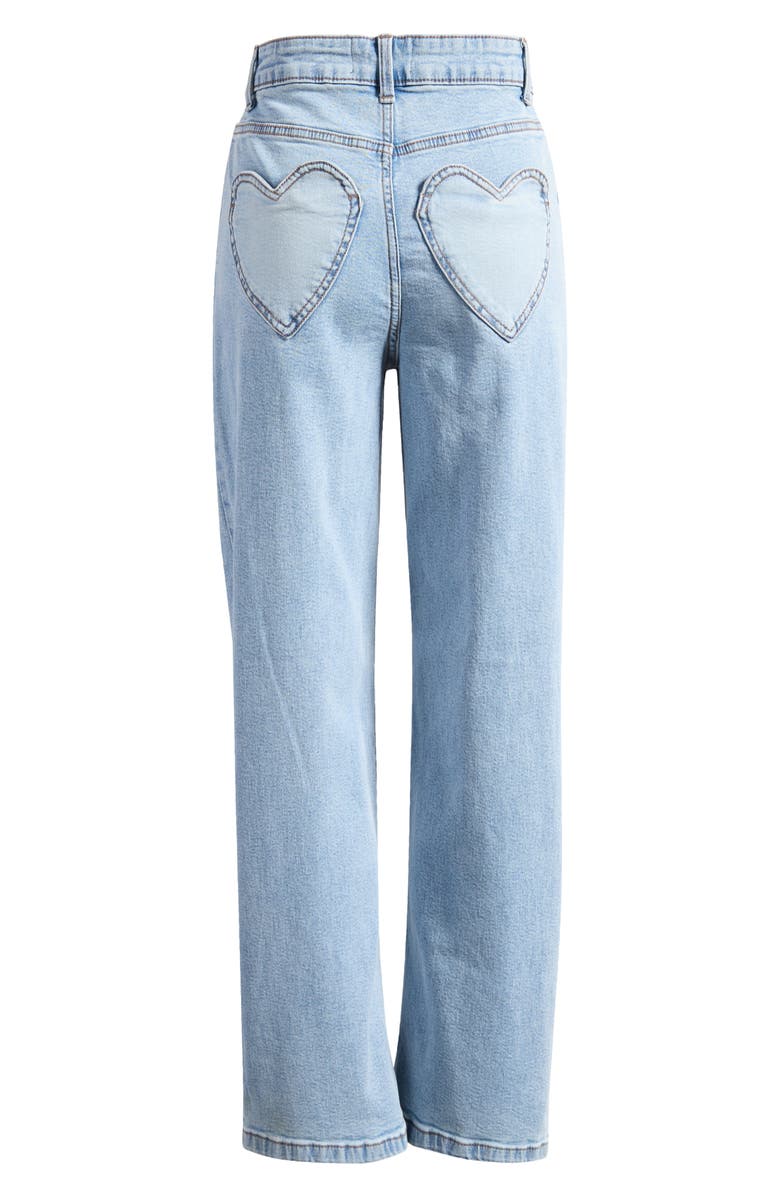 Miss Selfridge Heart Pocket Straight Leg Jeans, Alternate, color, Mid Blue