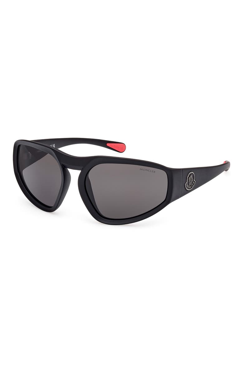 62mm Oversize Geometric Sunglasses, Alternate, color, MATTE BLACK/ SMOKE