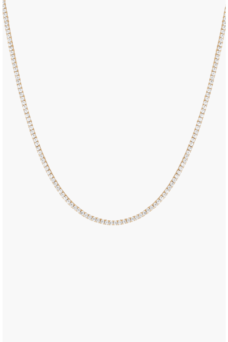 Lab Grown White Sapphire Tennis Necklace - 7ct, Main, color, Yellow Gold Vermeil