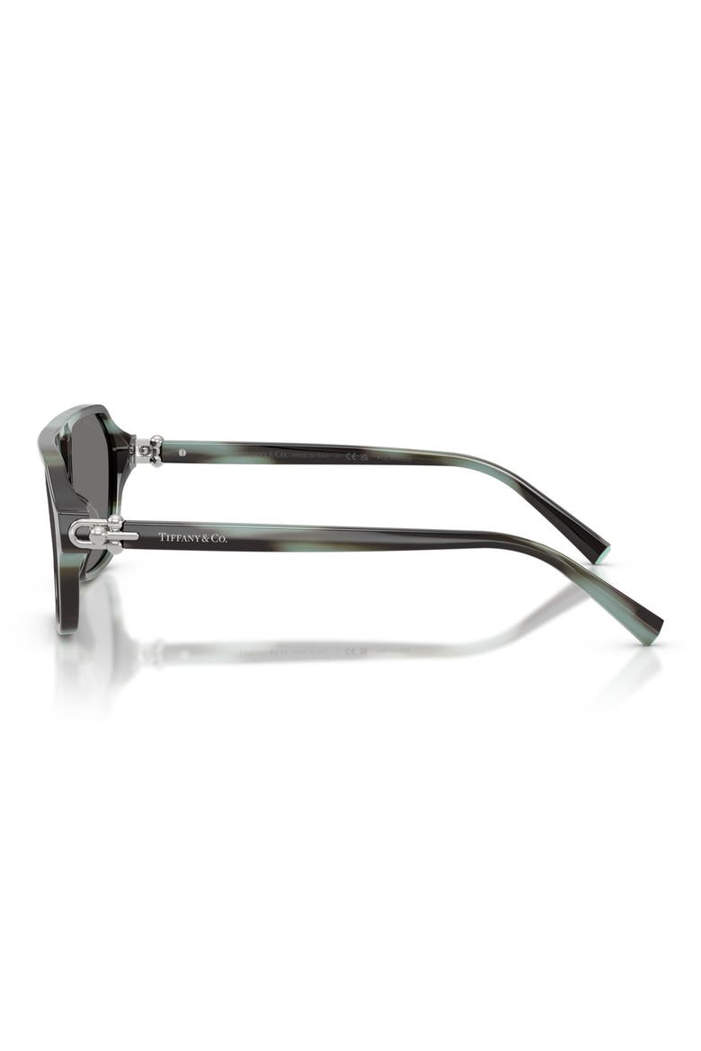 Polarized 58mm Square Sunglasses, Alternate, color, STRIPED BLACK TIFFANY / GREY