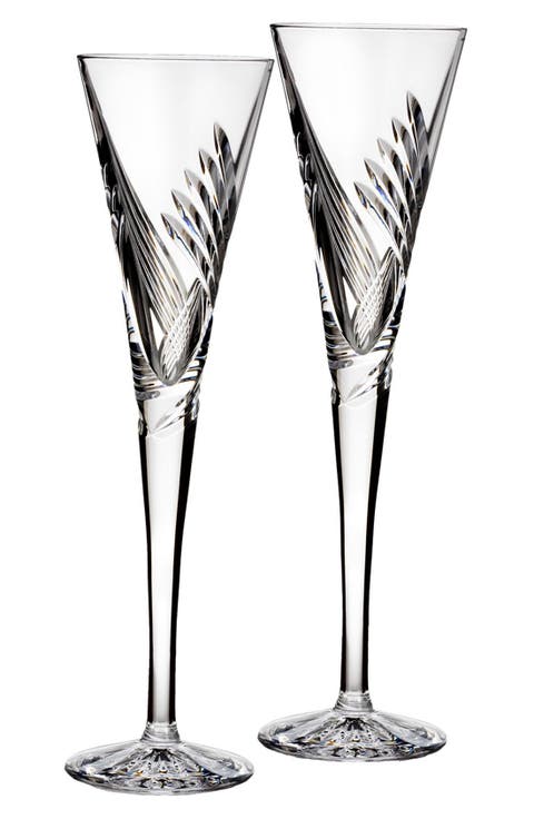'Wishes Beginnings' Lead Crystal Toasting Flutes (Set of 2)