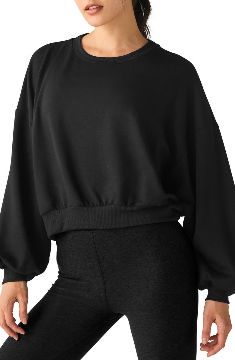 Beyond Yoga Upper East Cropped Pullover Sweater, Alternate, color, Black