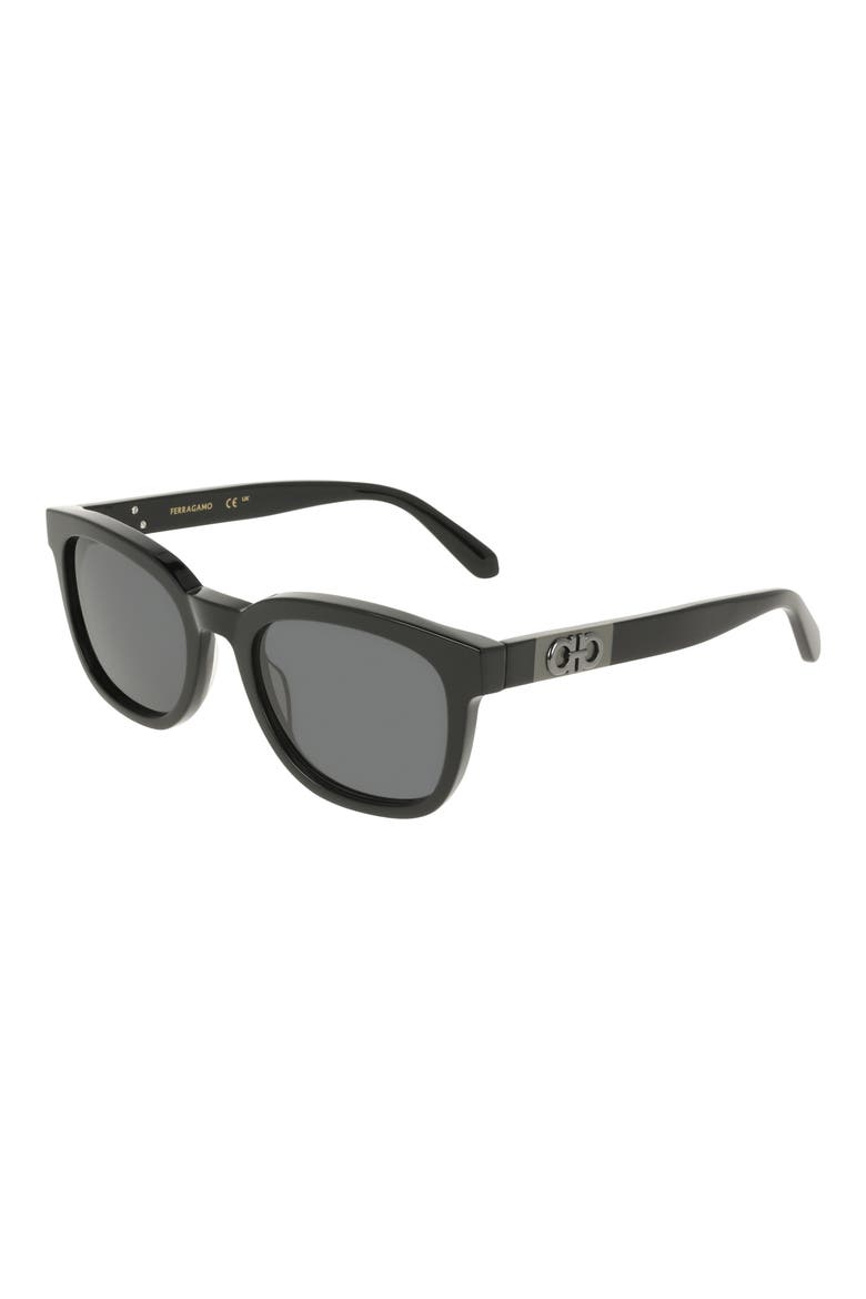 54mm Rectangle Sunglasses, Alternate, color, BLACK