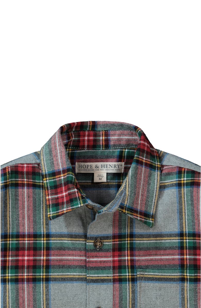 Hope & Henry Baby Boys' Organic Flannel Shirt, Infant, Alternate, color, Gray Holiday Tartan