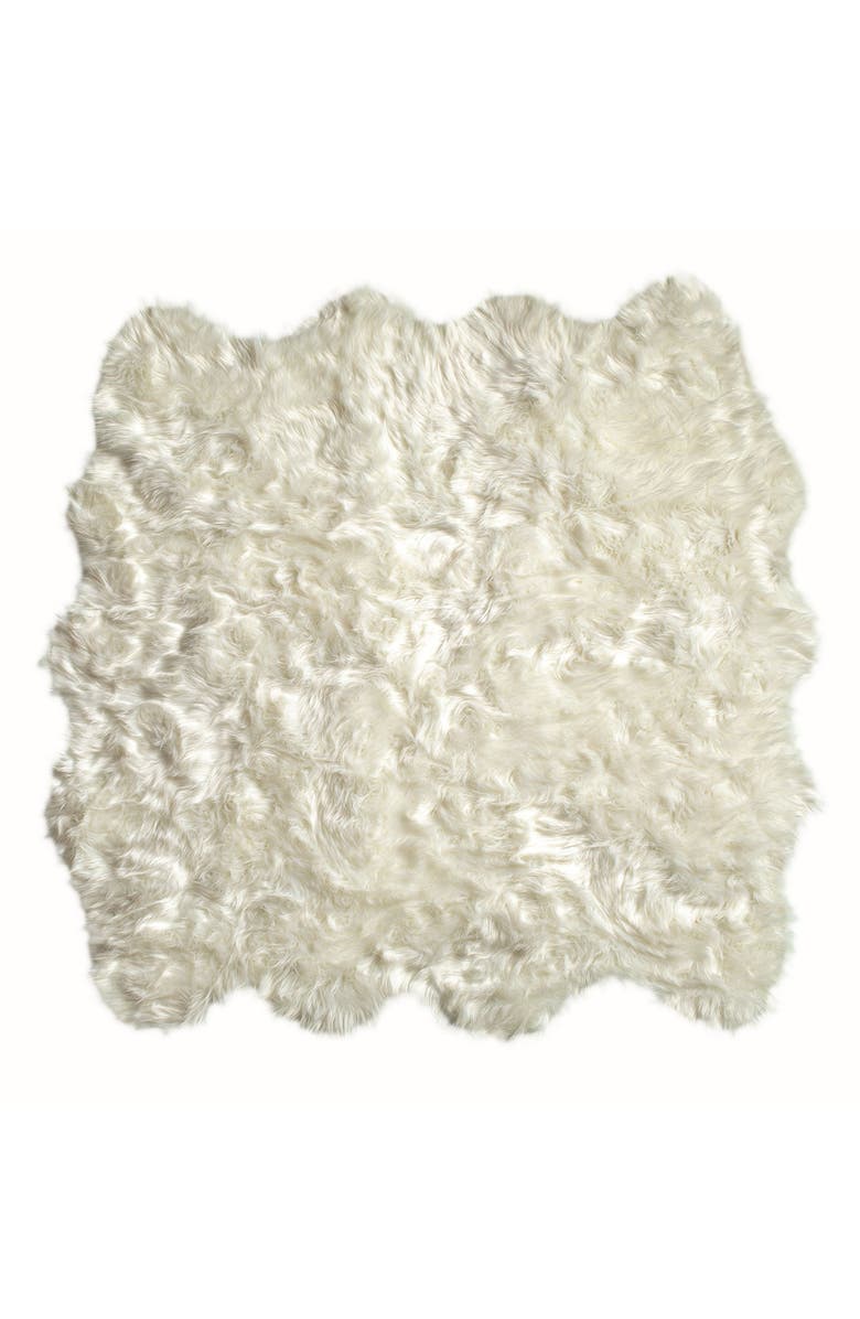 LUXE Gordon Faux Sheepskin Fur Rug - Off White, Main, color,