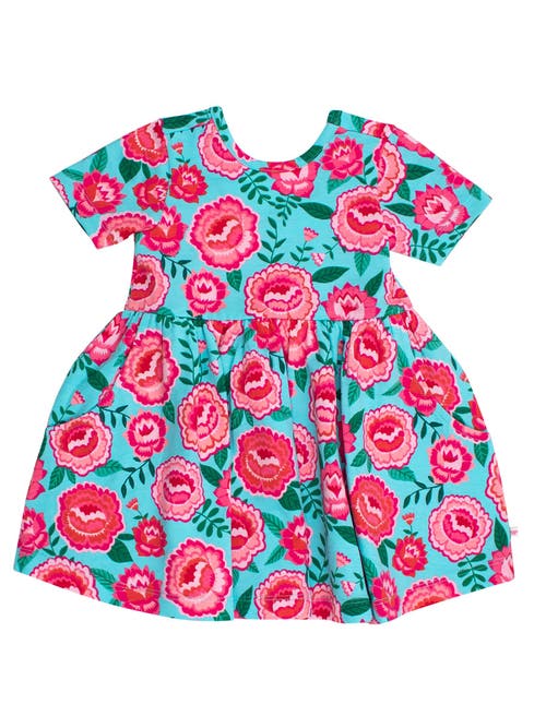 Rufflebutts Babies' Knit Short Sleeve Twirl Dress In Multi