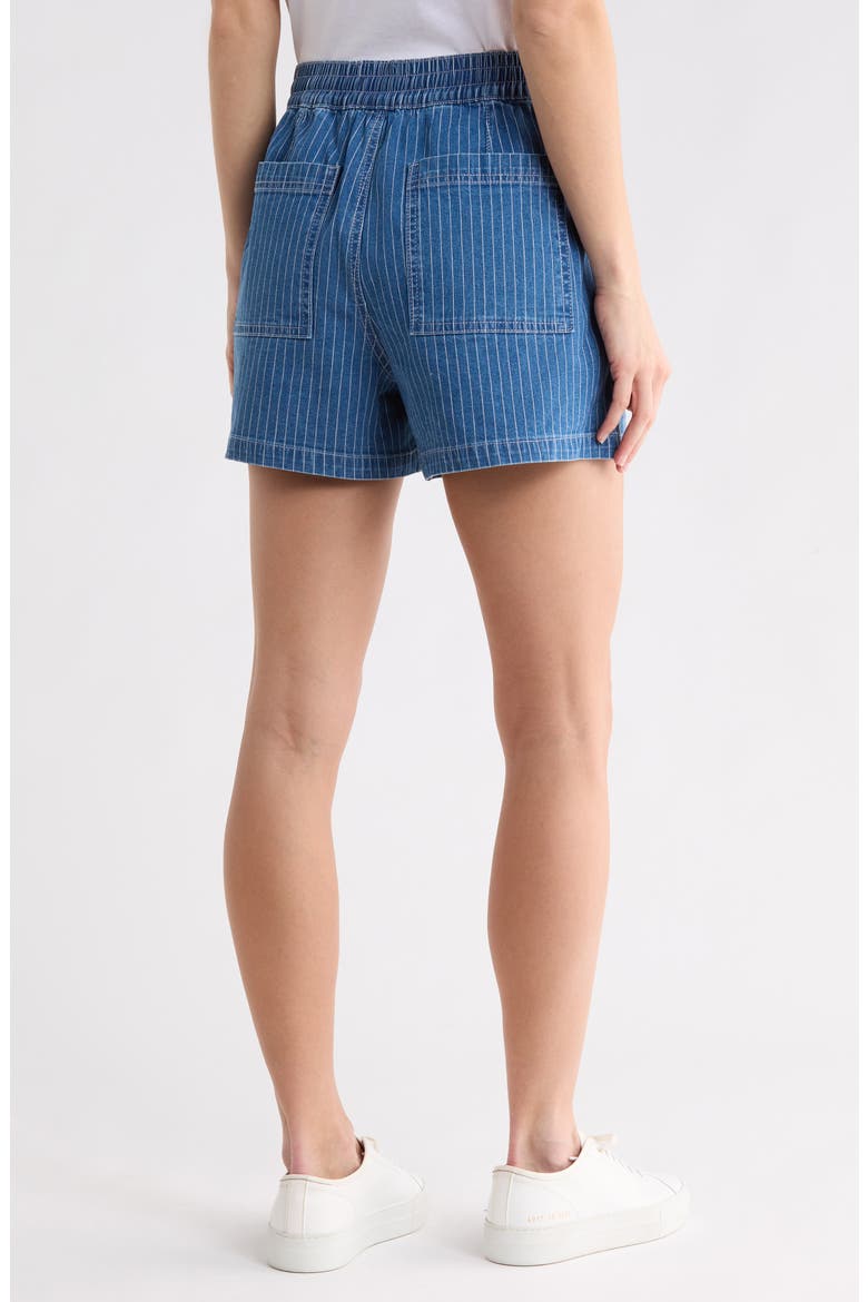 Riviera Drawstring Denim Shorts, Alternate, color, MED BLUE STRIPE