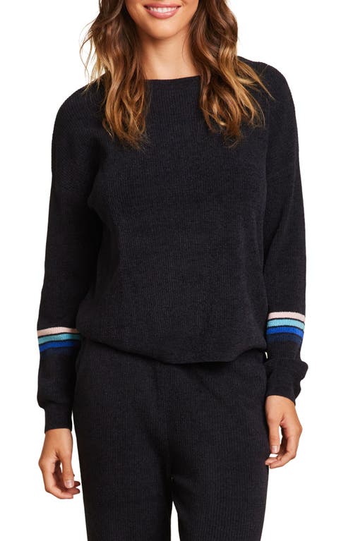 Barefoot Dreams Cozychic® Ultra Lite® Stripe Pullover In Black Multi