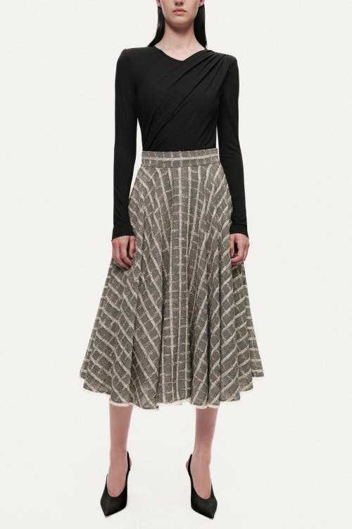 Nocturne Frill Trimmed Ruffle Midi Skirt In Gray