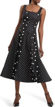 Isaac Mizrahi New York Seamed Stretch Cotton Midi Dress