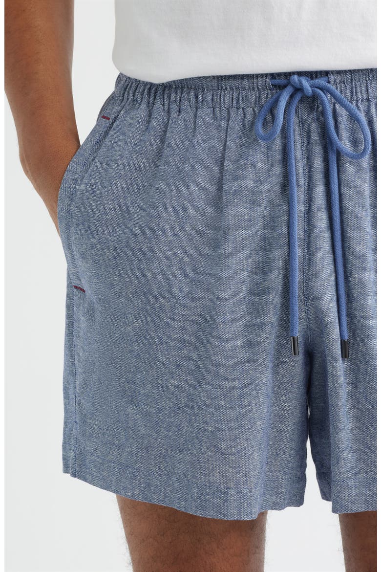 Slub Linen & Cotton Pajama Shorts, Alternate, color, DENIM