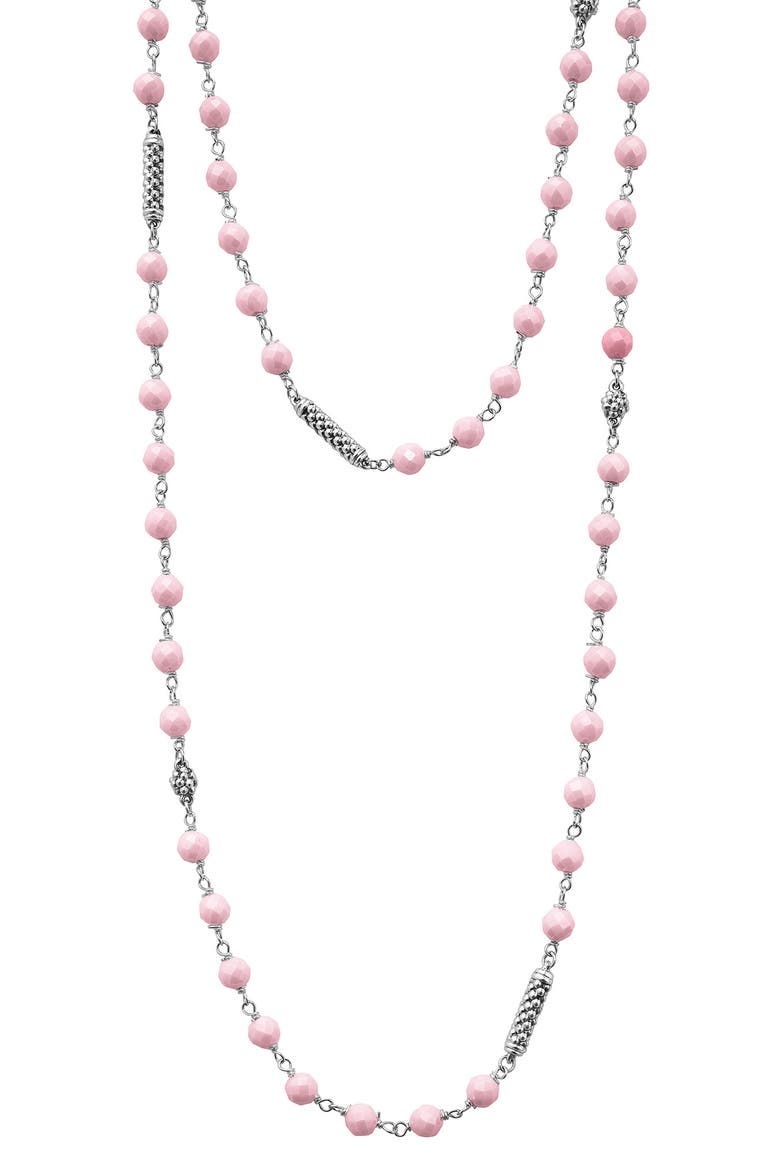 Caviar Icon Pink Ceramic Bead Long Necklace, Main, color, PINK