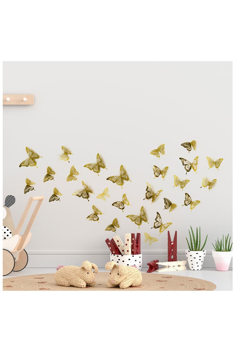 3D Butterflies 78-Piece Wall Sticker, Alternate, color, GOLD