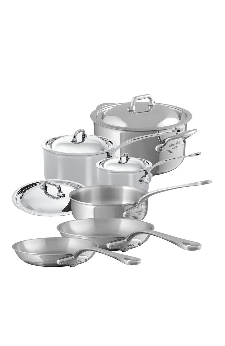 Mauviel M'Cook Stainless Steel 10 Piece Cookware Set, Main, color,