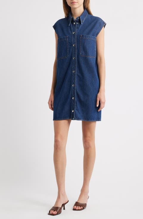 The Sleeveless Denim Mini Shirtdress