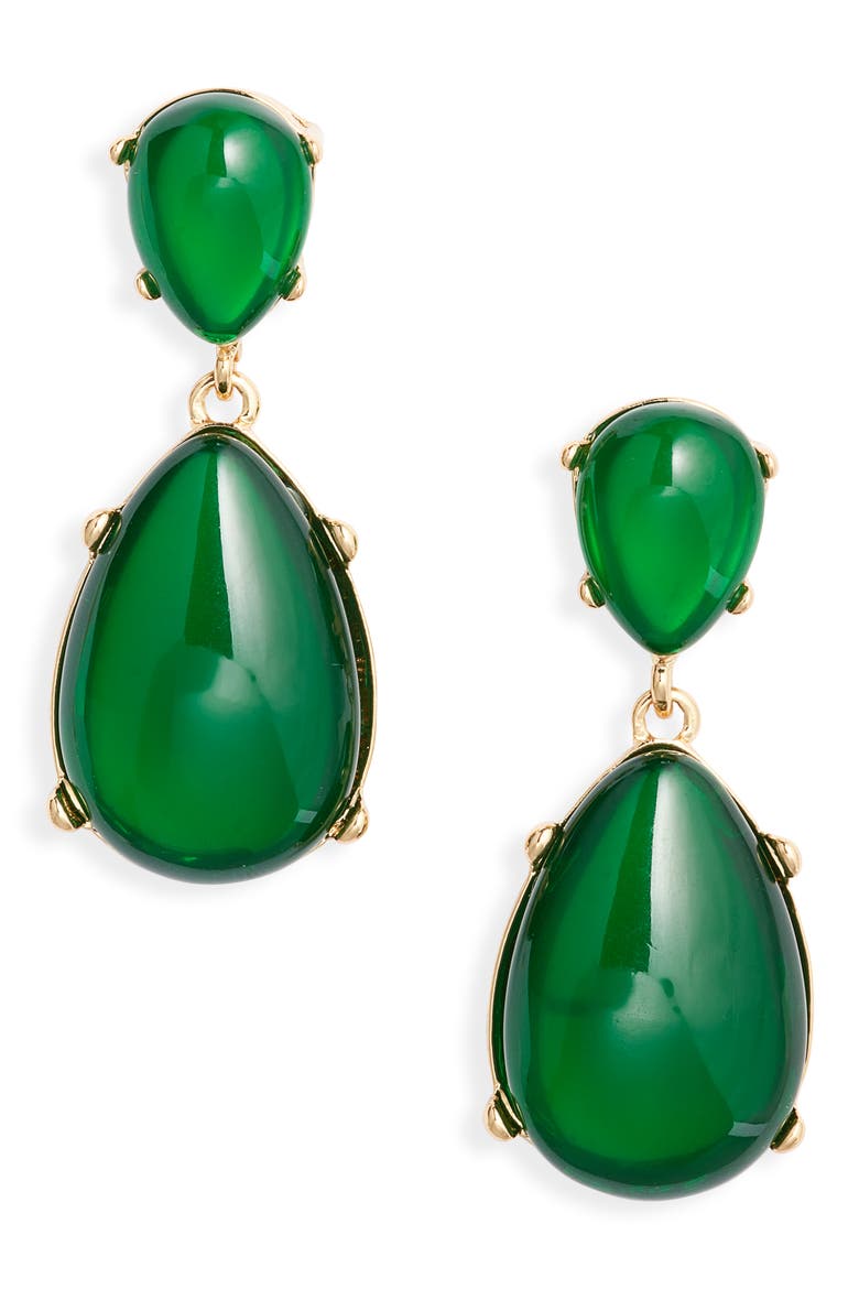 Teardrop Earrings, Main, color, GOLD/ GREEN