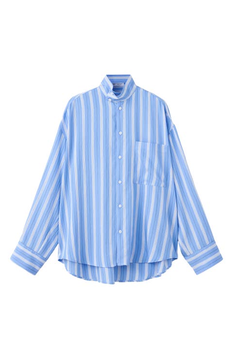 Striped Stand Collar Shirt