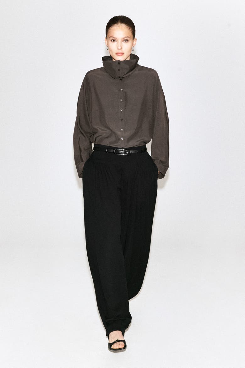 Fluid Mock-Neck Blouse, Alternate, color, GRAY