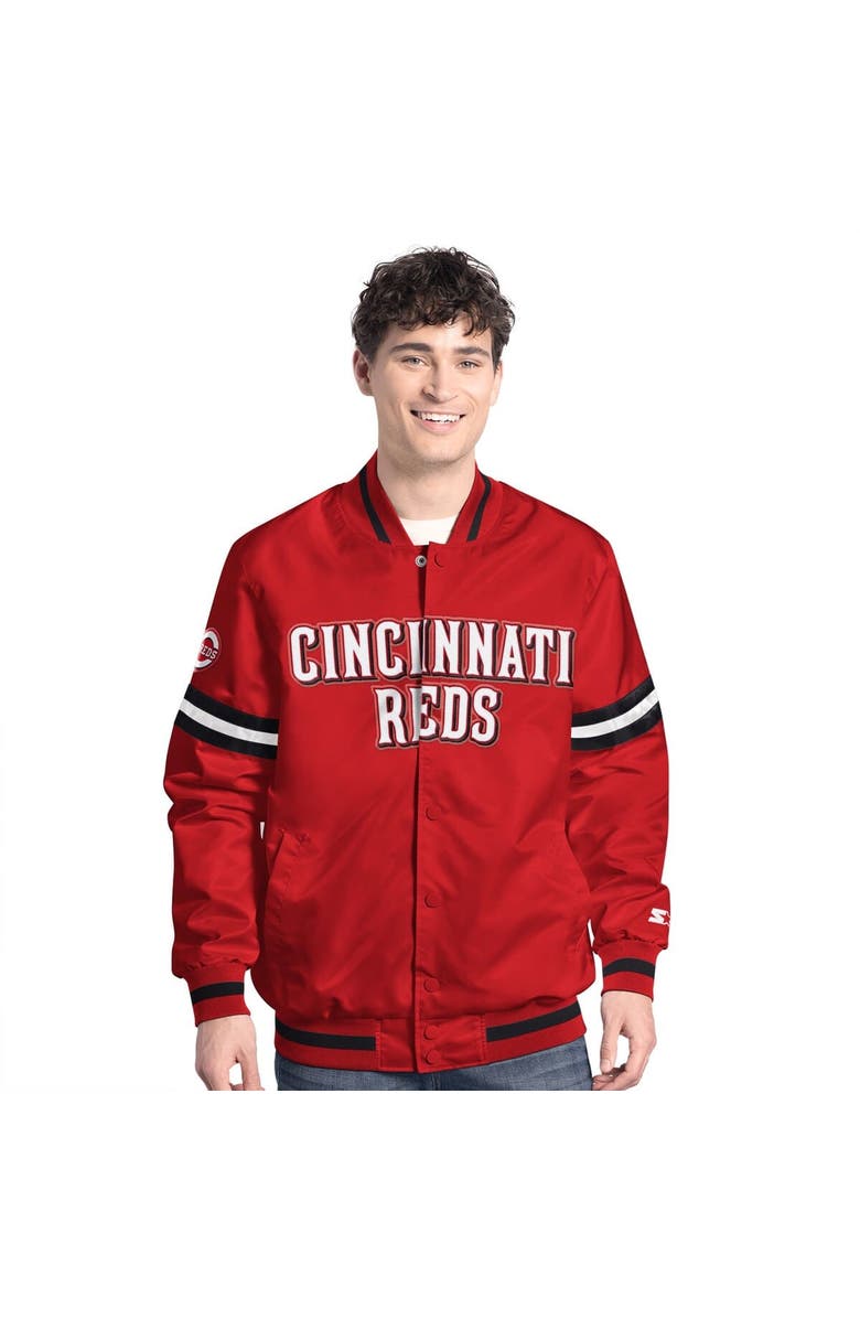 STARTER Men's Starter  Red Cincinnati Reds Scout Full-Snap Varsity Jacket, Alternate, color, Red