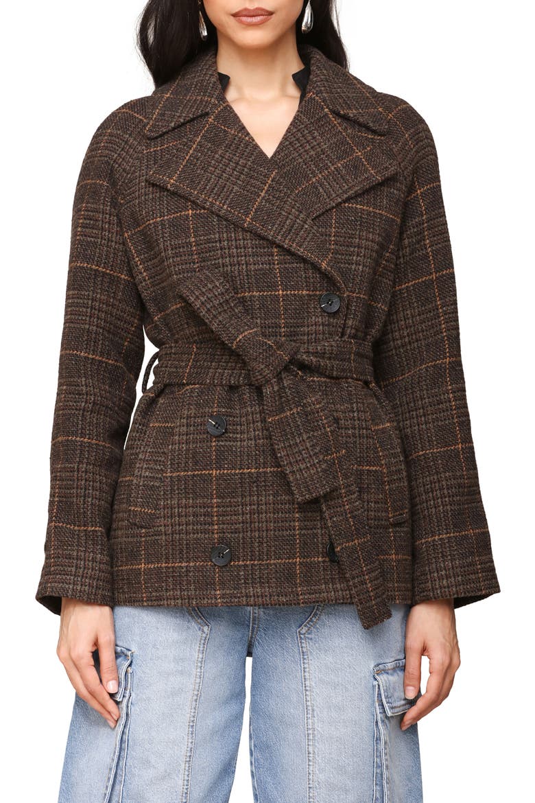 Double Breasted Plaid Coat, Alternate, color, ESTATE PLAID