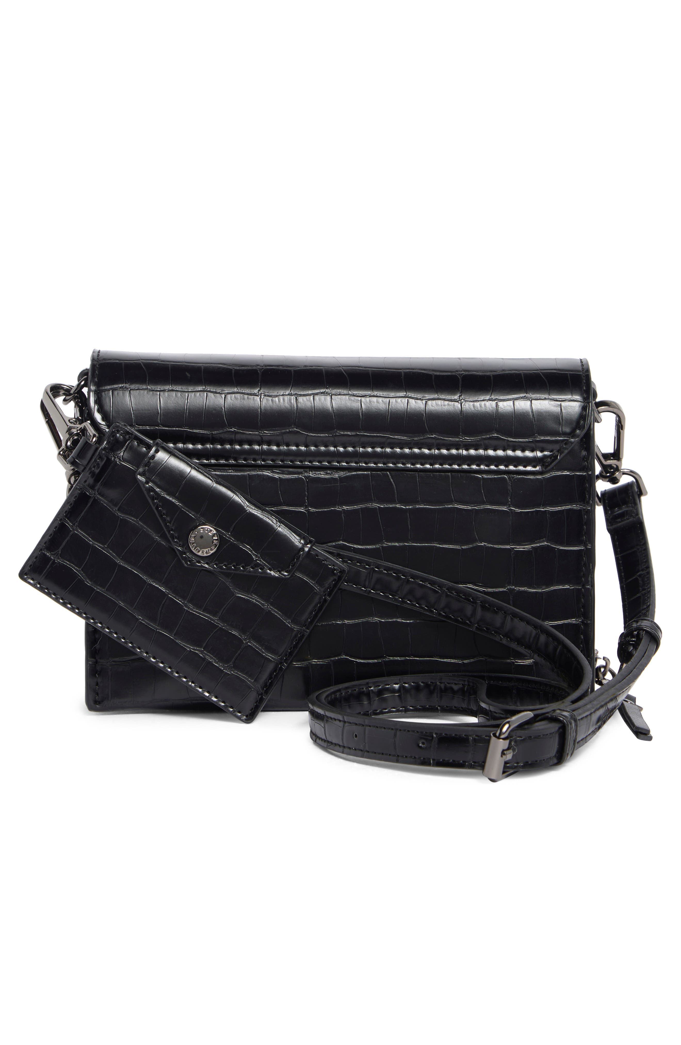 Steve Madden Siena Crossbody Bag, Alternate, color, Black Croco