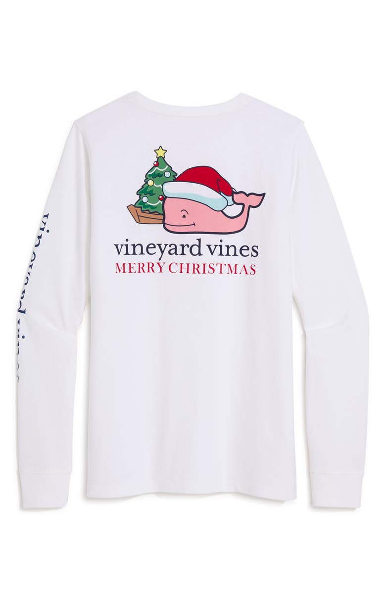 vineyard vines Santa Whale Cotton Long Sleeve Graphic T-Shirt, Alternate, color, White Cap