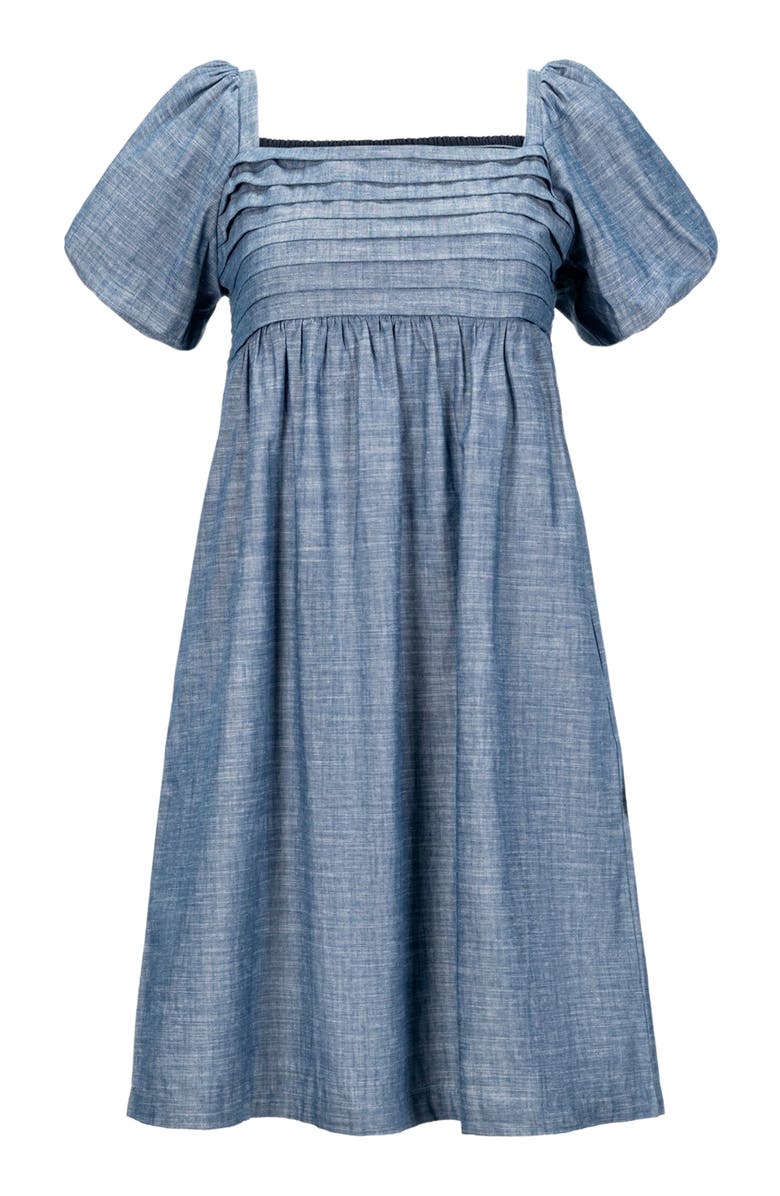 Hope & Henry Women's Organic Ruched Chambray Dress, Alternate, color, Pleated Chambray