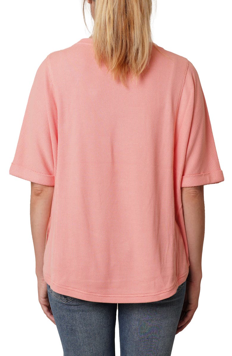 CYRUS Crewneck Elbow Sleeve Waffle Knit Top, Alternate, color, Peach Amber